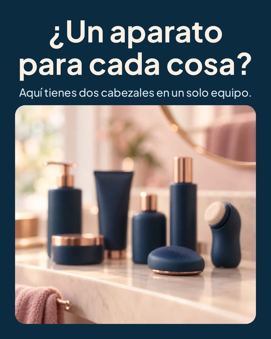 Rasuradora eléctrica de doble punta: Repisa de baño con muchos aparatos sueltos