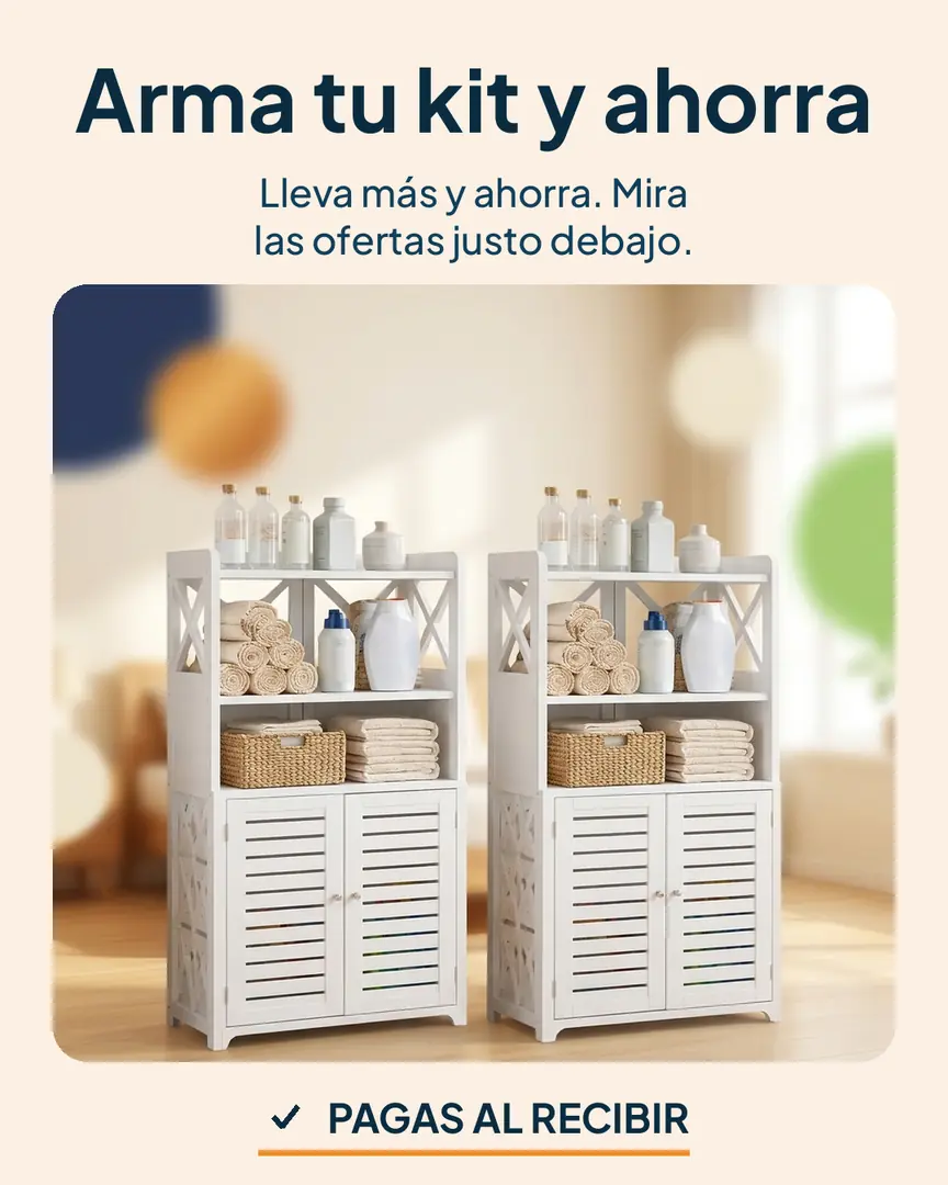 Gabinete organizador blanco de 2 puertas y 4 niveles: Dos gabinetes para armar tu kit