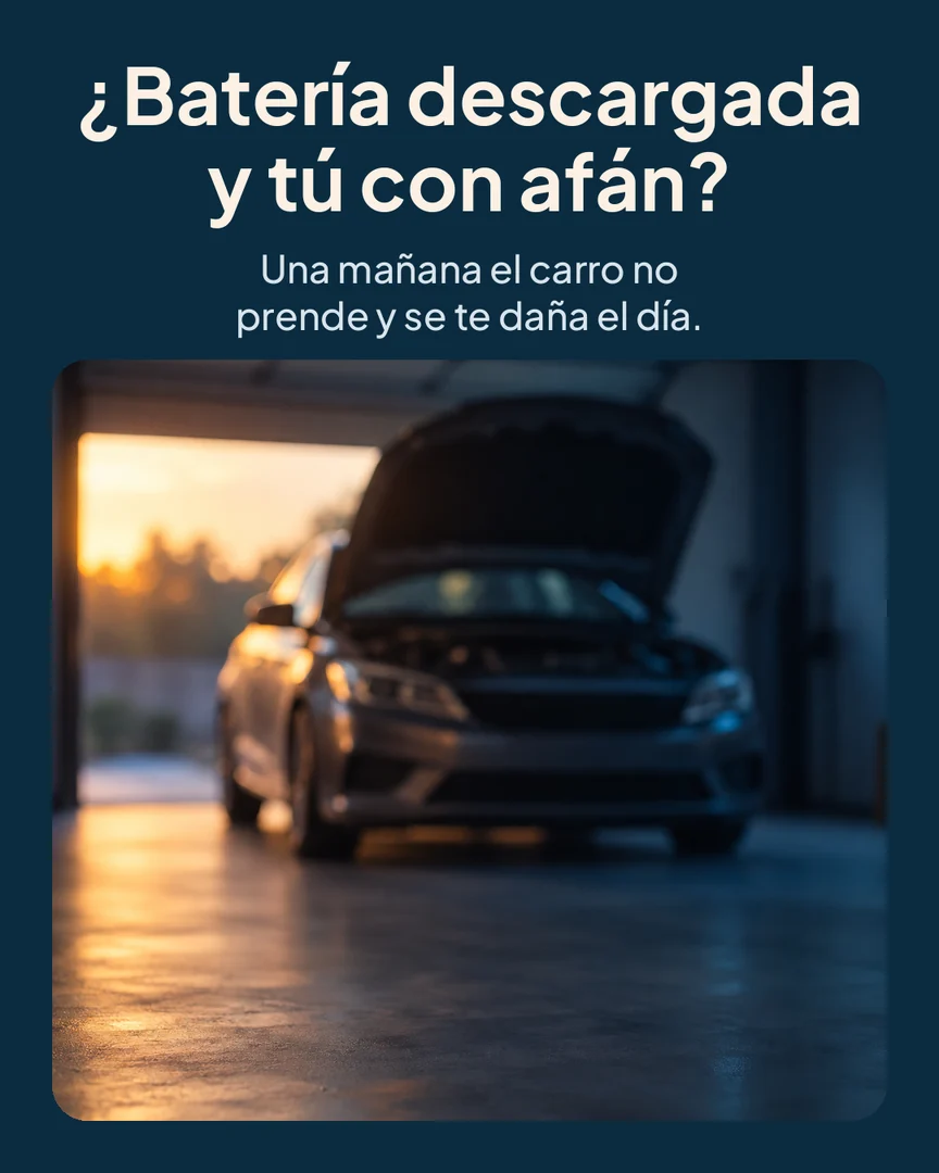 Cargador inteligente 12 V para batería de carro: Garaje oscuro con carro que no prende