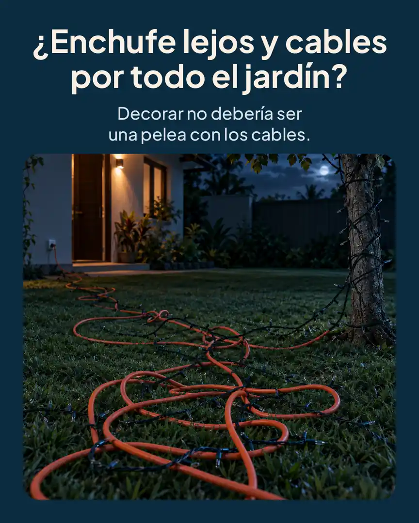 Luces navideñas solares 20 m: ¿Enchufe lejos y cables por todo el jardín?