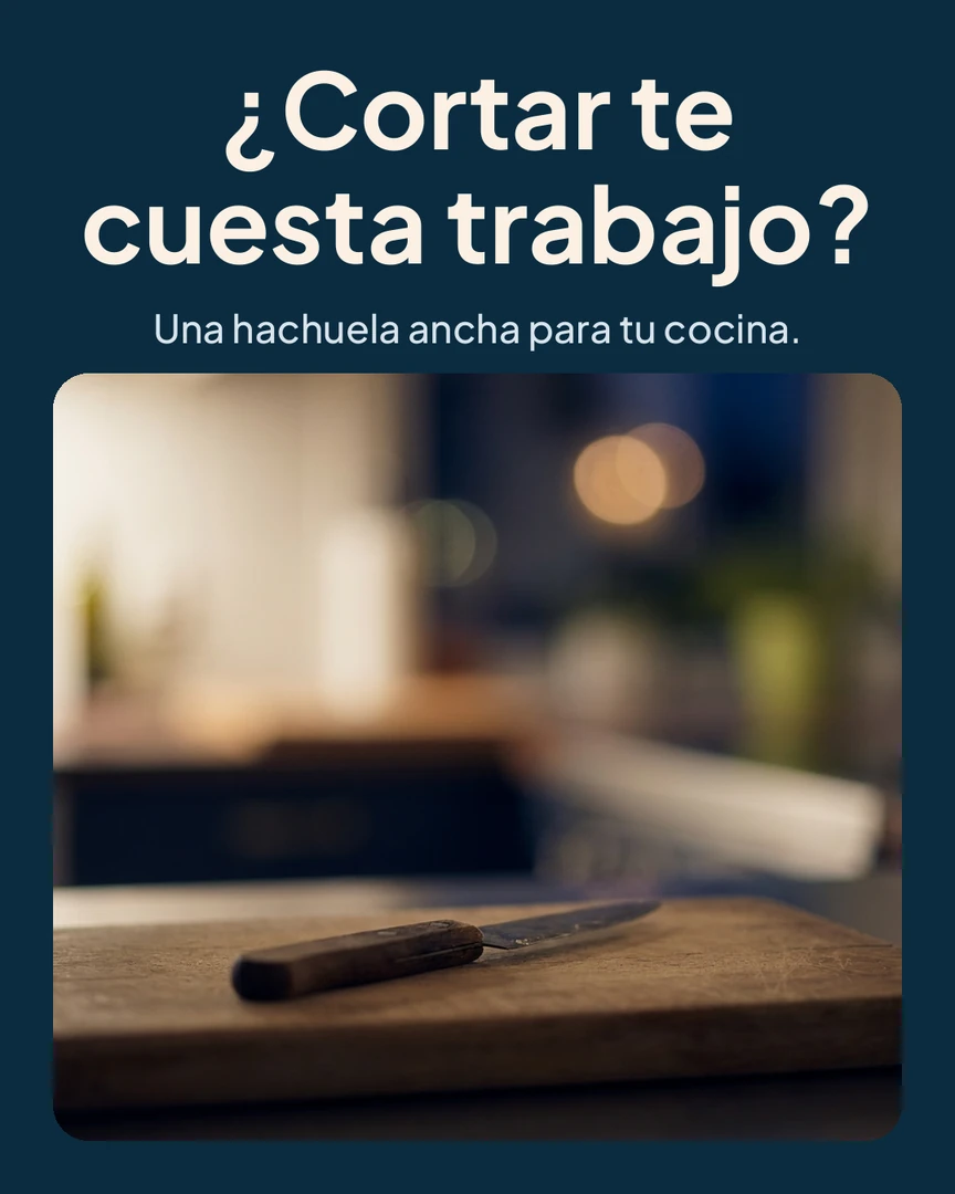 Cuchillo hachuela de acero 16 cm: Mesón de cocina con un cuchillo pequeño y sin brillo