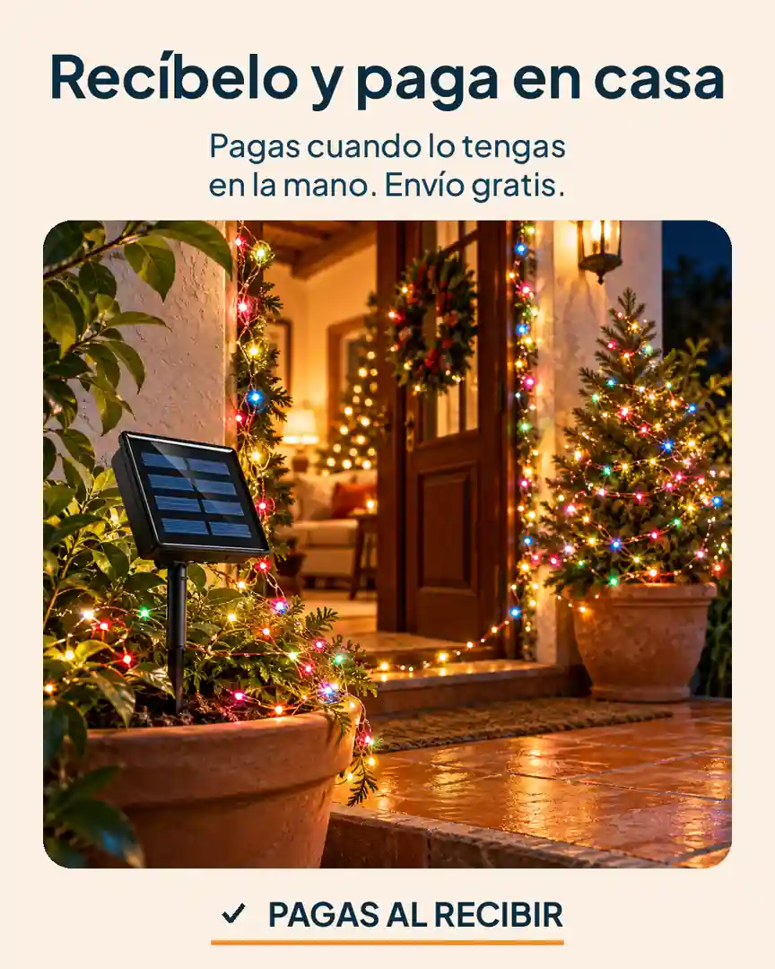 Luces navideñas solares 20 m: Recíbelo y paga en casa
