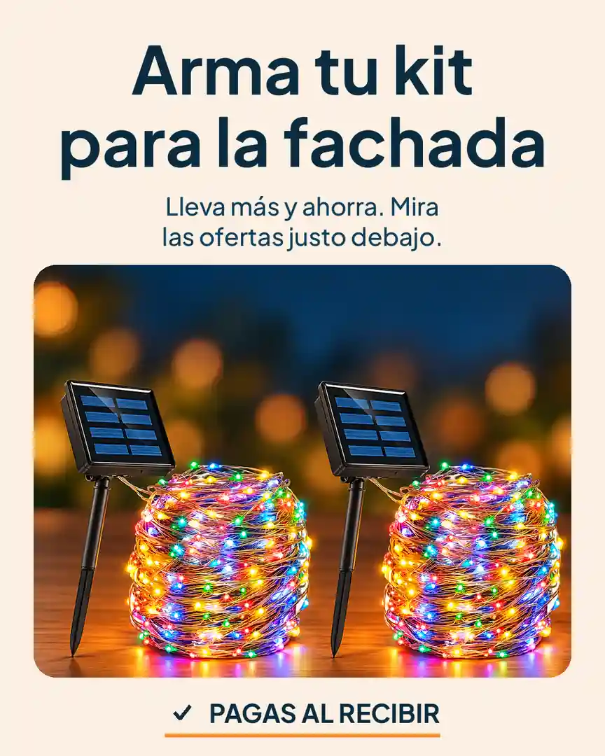 Luces navideñas solares 20 m: Arma tu kit para la fachada
