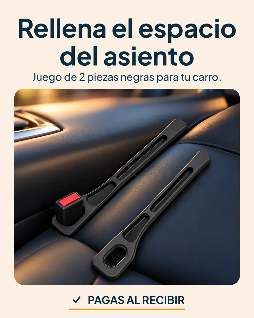 Relleno de espacios para asiento de carro: Dos piezas negras junto a la consola de un carro