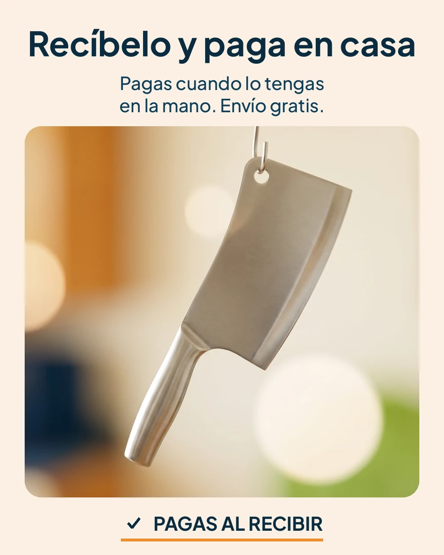 Cuchillo hachuela de acero 16 cm: Cuchillo hachuela colgado en una pared de cocina