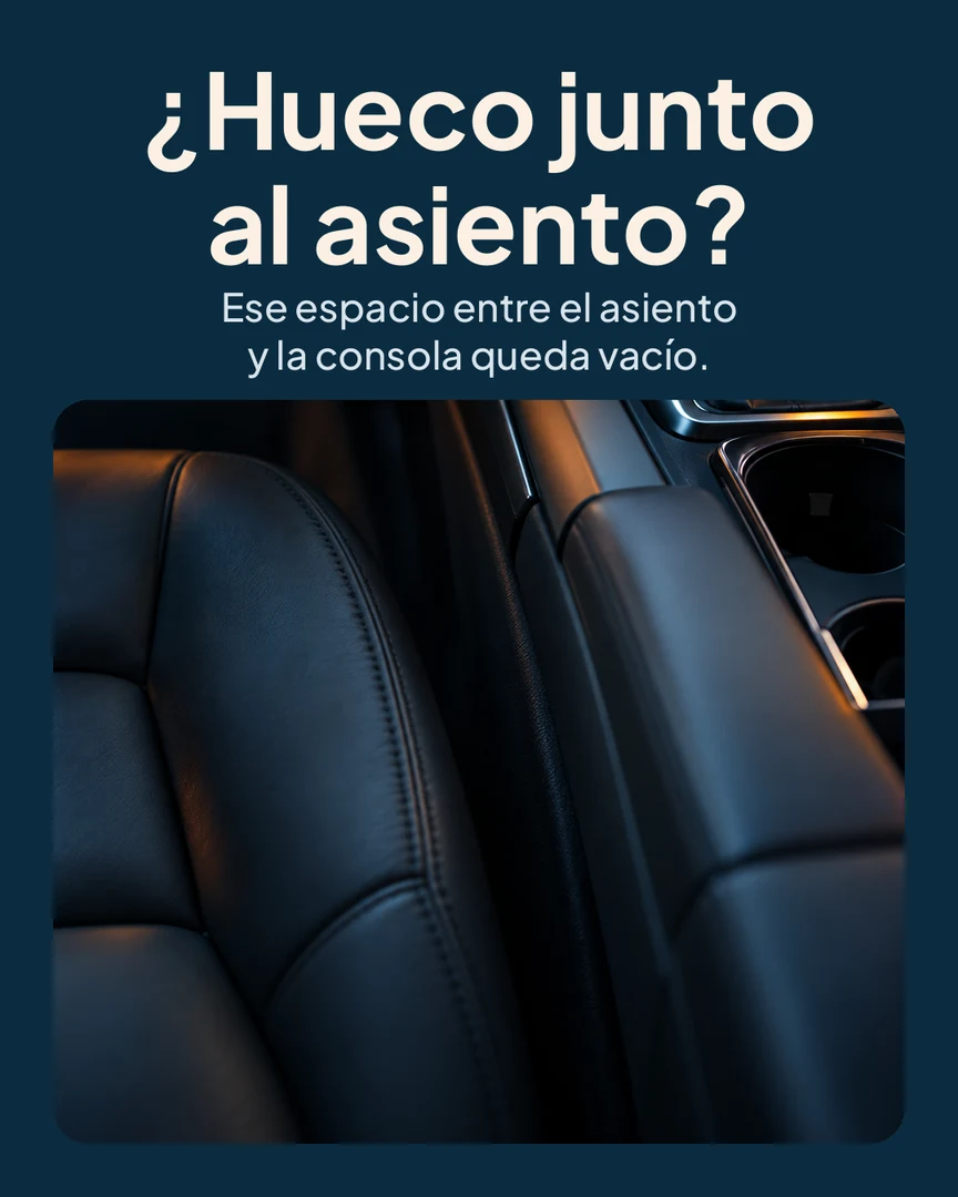 Relleno de espacios para asiento de carro: Espacio oscuro entre el asiento y la consola