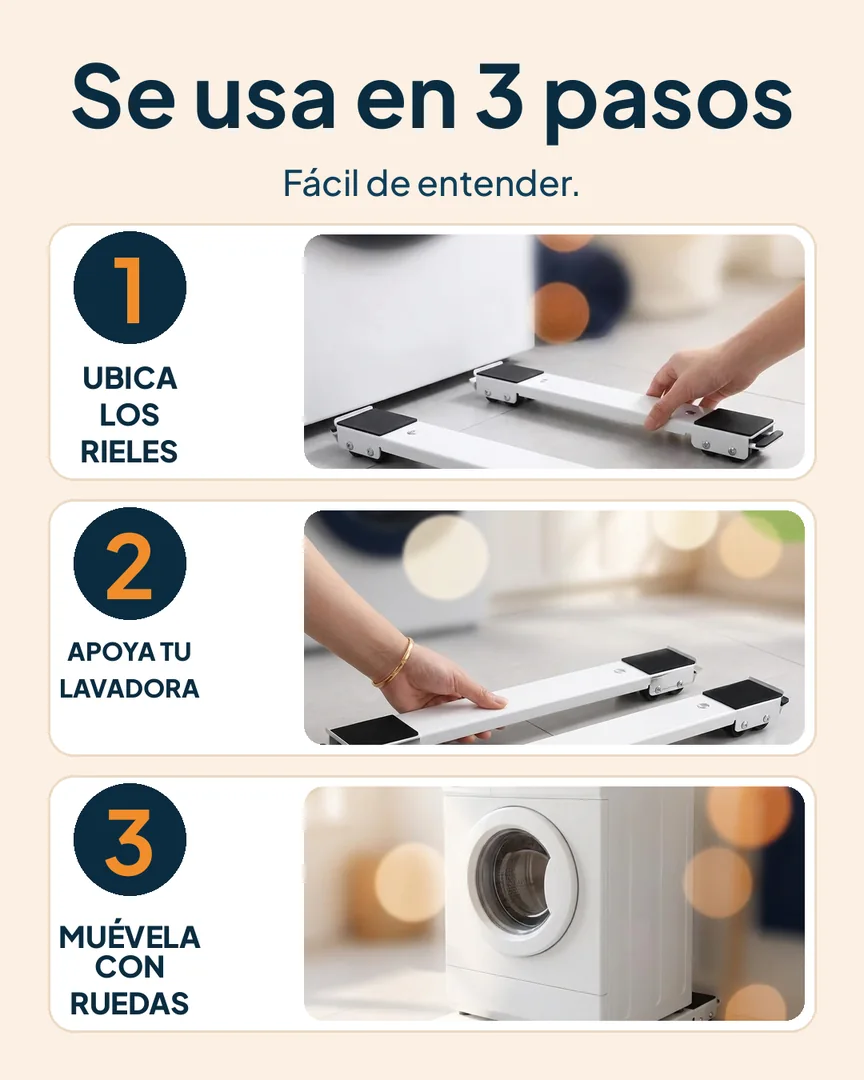 Base con ruedas para lavadora y nevera: Pasos para usar la base con ruedas
