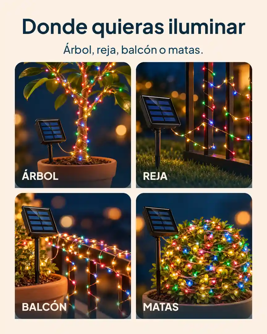 Luces navideñas solares 20 m: Donde quieras iluminar