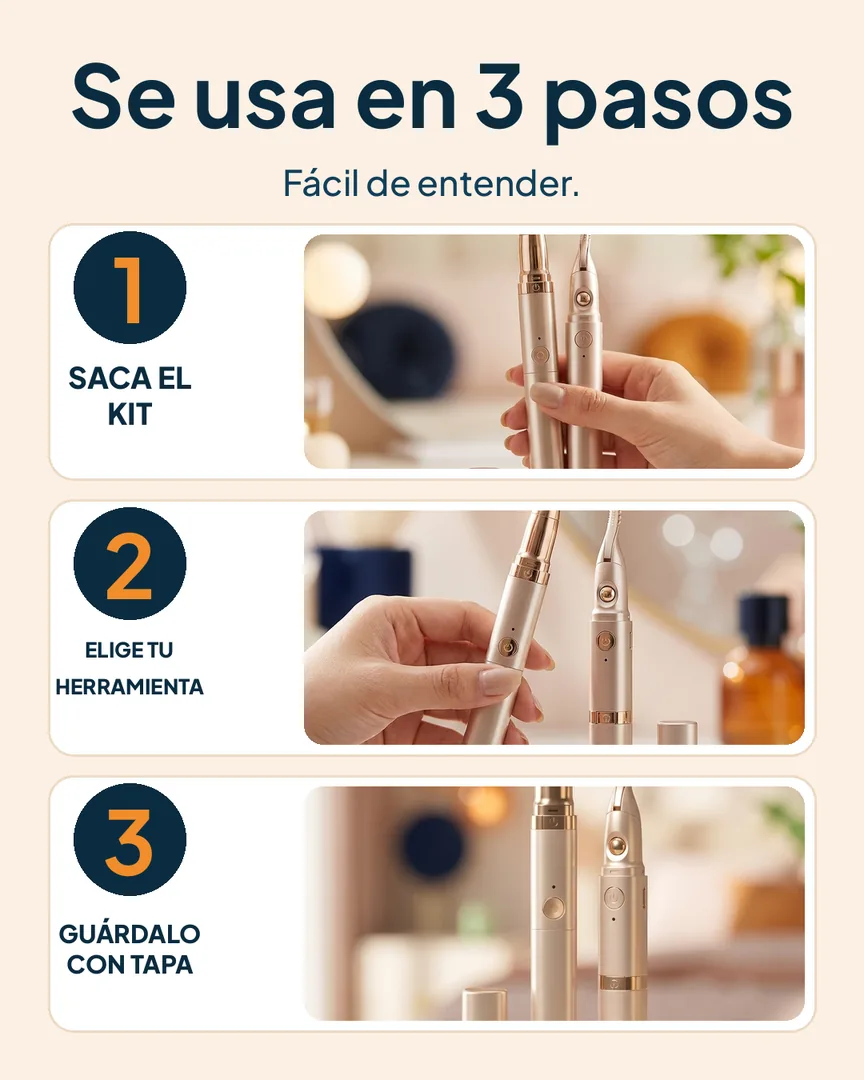 Encrespador de pestañas y depilador de cejas 2 en 1: Pasos para usar el kit 2 en 1