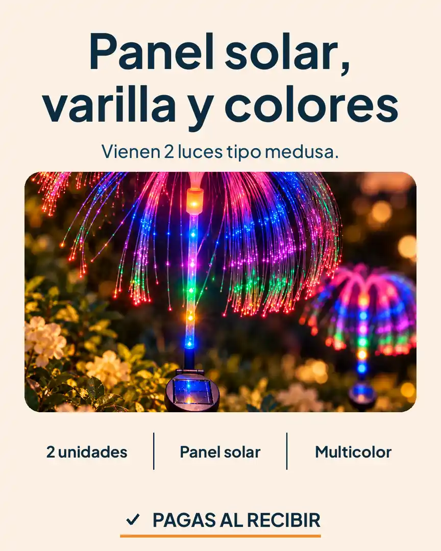 Medusas solares x2 para jardín: Medusa de luz con filamentos de colores