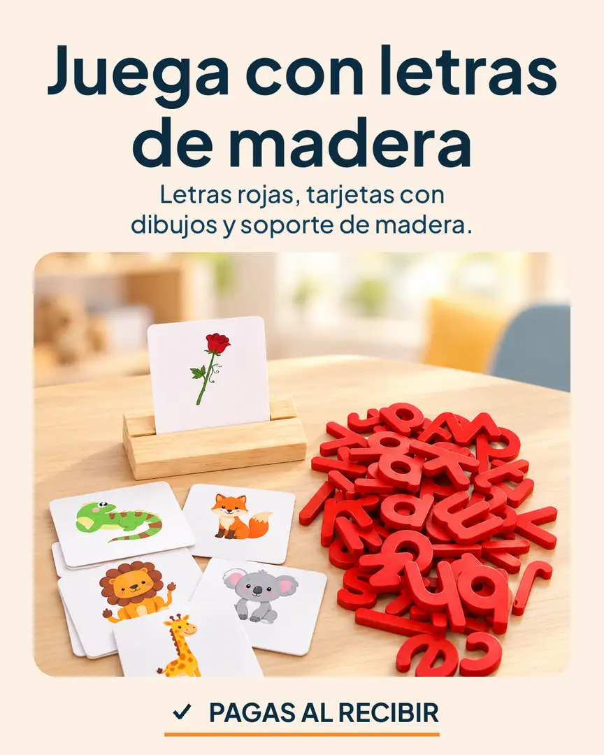 Juego didáctico de ortografía en madera: Juego de ortografía sobre una mesa de estudio luminosa