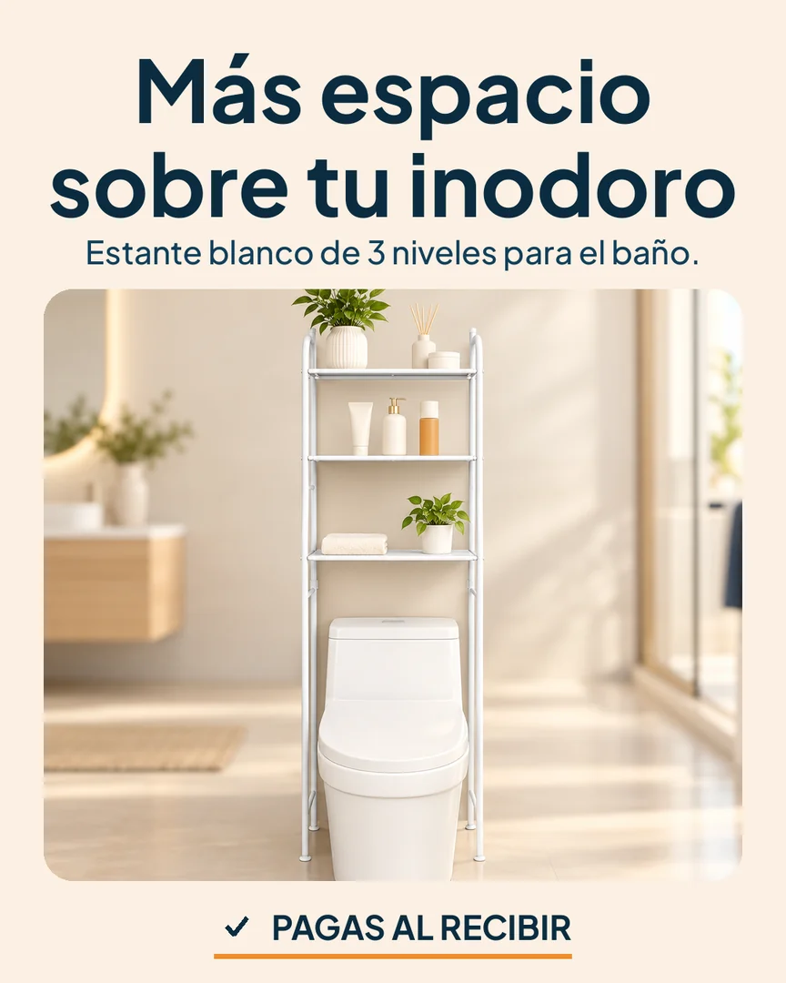 Estante organizador de baño sobre el inodoro: Estante blanco de 3 niveles sobre el inodoro