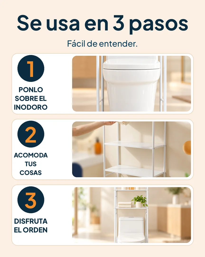 Estante organizador de baño sobre el inodoro: Pasos para usar el estante de baño
