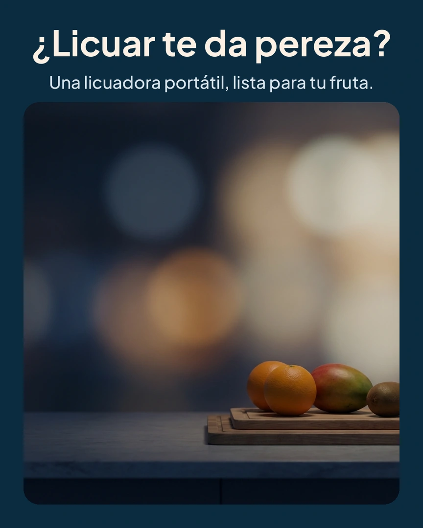Licuadora portátil con 2 vasos: Mesón de cocina con frutas enteras sin cortar