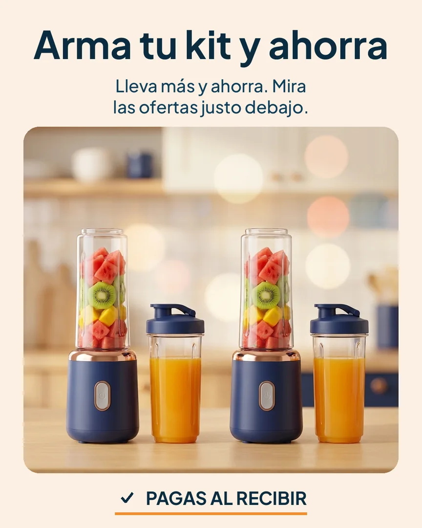 Licuadora portátil con 2 vasos: Dos licuadoras portátiles para armar tu kit
