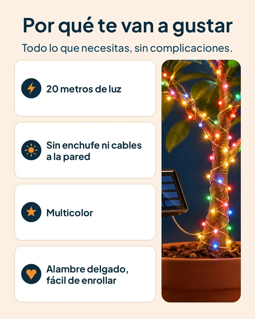 Luces navideñas solares 20 m: Por qué te van a gustar