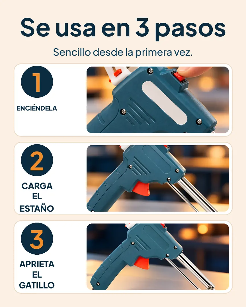Pistola para soldar con alimentación de estaño: Pasos para usar la pistola de soldar