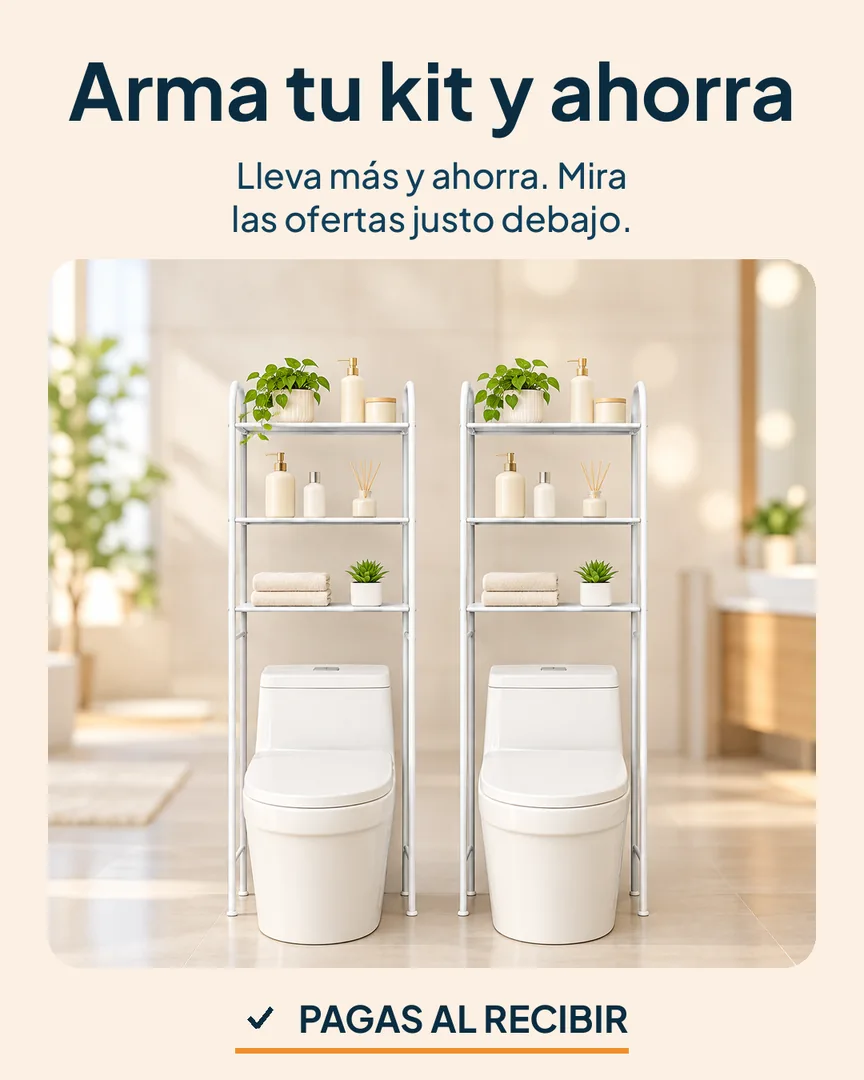 Estante organizador de baño sobre el inodoro: Dos estantes para armar tu kit