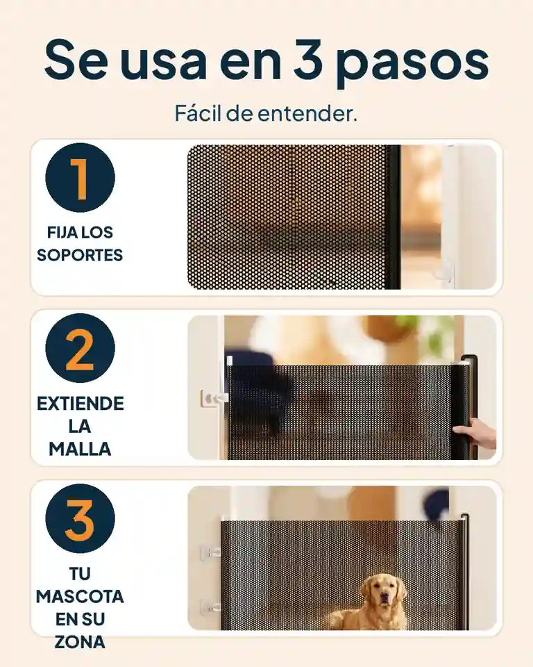 Barrera retráctil de seguridad para mascotas: Pasos para usar la barrera retráctil