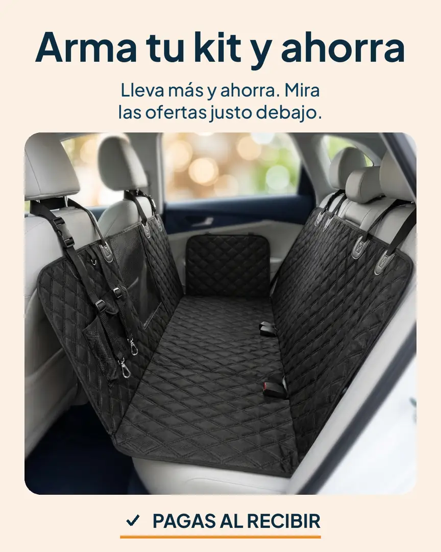 Protector de asiento de carro para mascotas: Funda instalada en el asiento trasero para armar tu kit