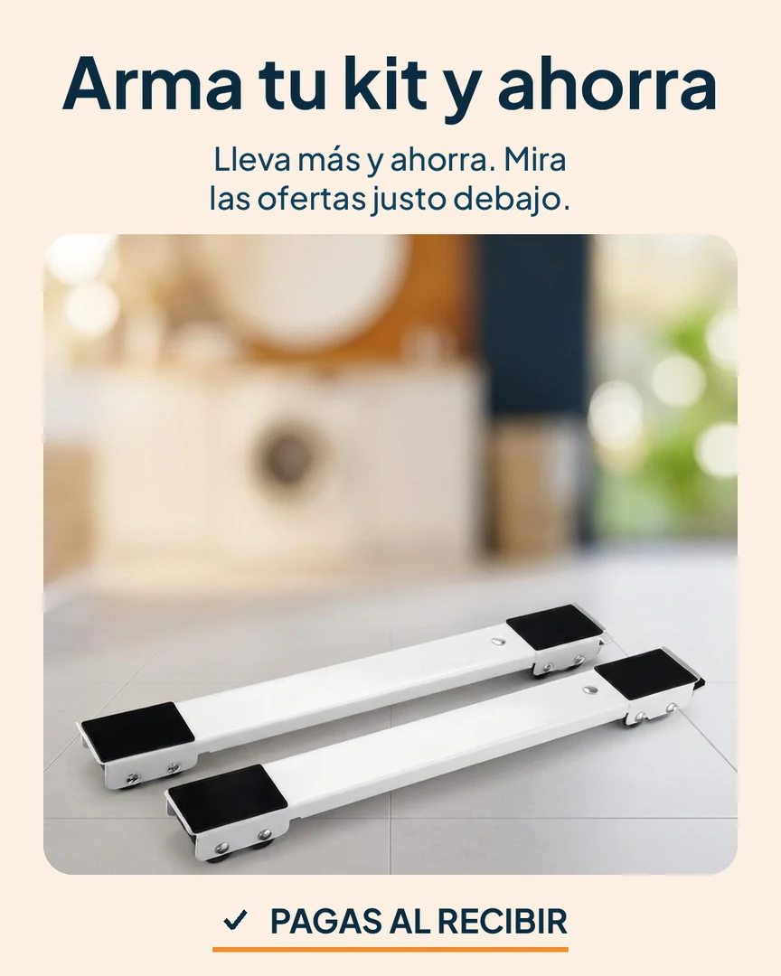 Base con ruedas para lavadora y nevera: Rieles con ruedas para armar tu kit