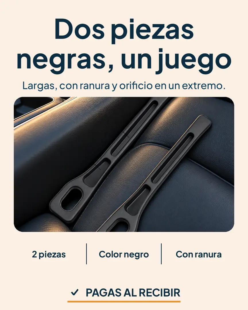 Relleno de espacios para asiento de carro: Dos piezas negras con ranura sobre un asiento de carro