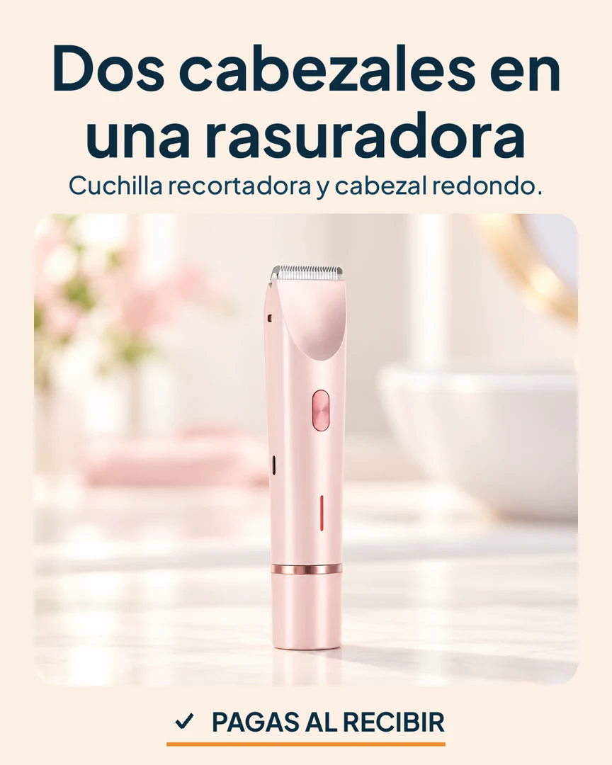 Rasuradora eléctrica de doble punta: Rasuradora rosa sobre el tocador