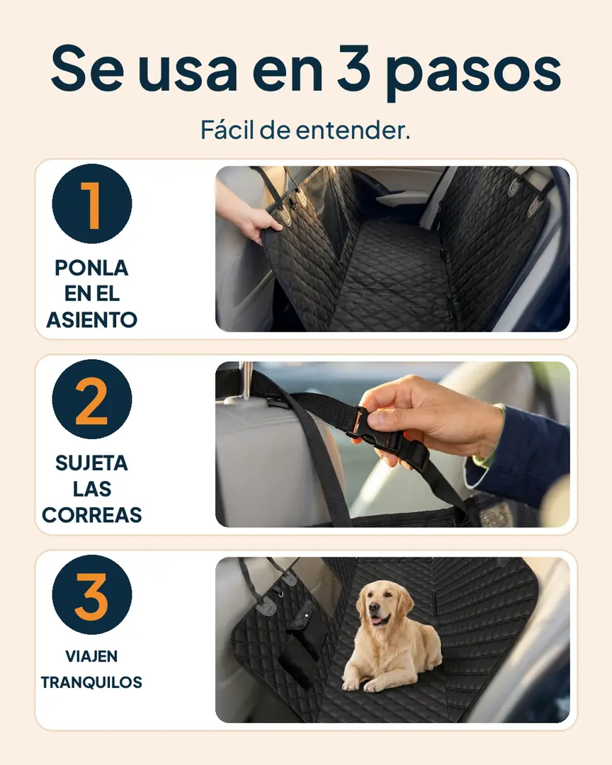 Protector de asiento de carro para mascotas: Pasos para usar el protector de asiento